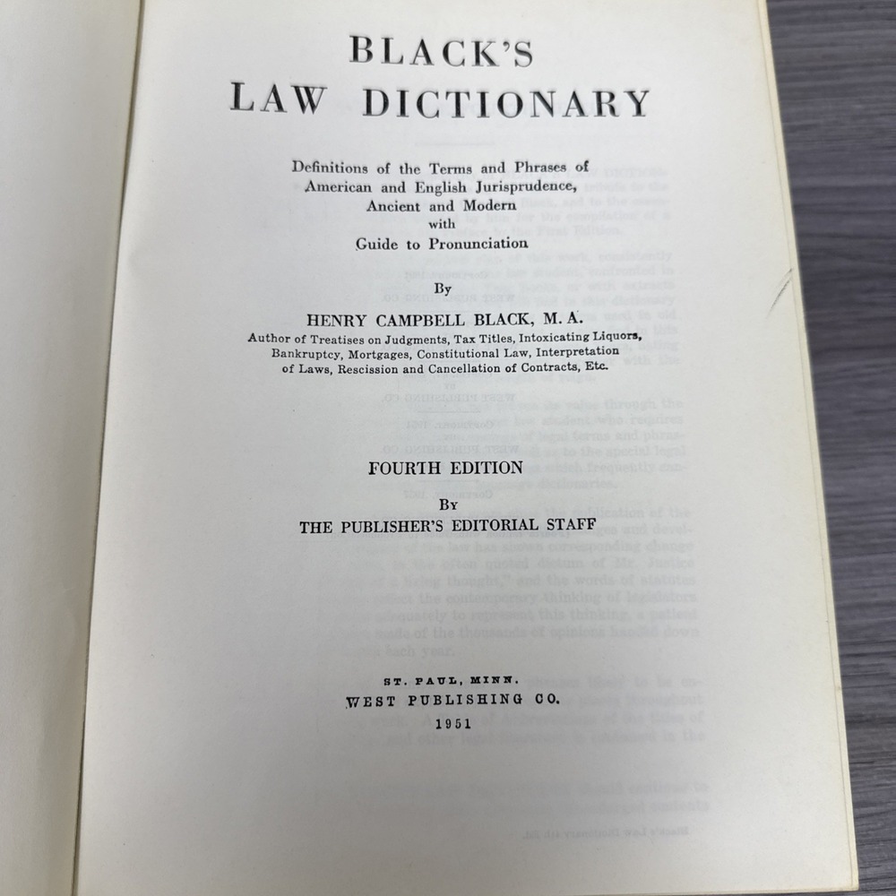 Black's Law Dictionary ~ De Luxe Fourth Edition (1957, Index Tabbed Hardcover,.. - Picture 7 of 8